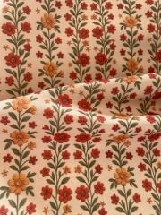 Şeritli Nakış Bahçesi Desenli Kumaş