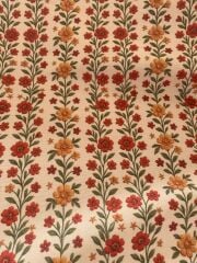 Şeritli Nakış Bahçesi Desenli Kumaş