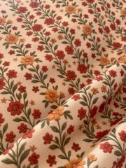 Şeritli Nakış Bahçesi Desenli Kumaş