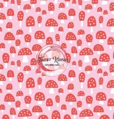 Sevimli Mantar Desenli Kumaş Döşemelik Petek Kumaş - karışık mantar