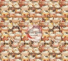 Sonbahar Kedileri Desenli Kumaş
