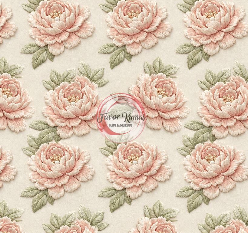 Nakış 3D Soft Gül Desenli Kumaş