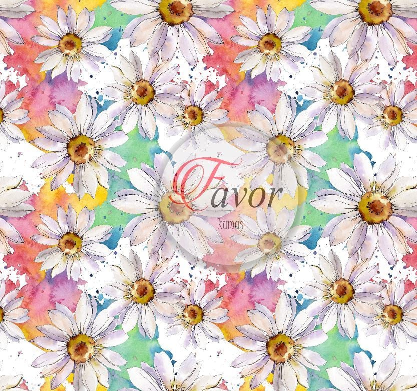 Suluboya Papatya Desenli Kumaş