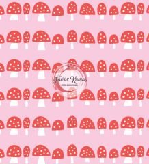 Sevimli Mantar Desenli Kumaş Döşemelik Petek Kumaş - garni sıralı mantar