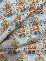 Çiçek Taçlı Kadın  Desenli Kumaş