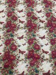 Kızıl Bahçe Desenli Kumaş