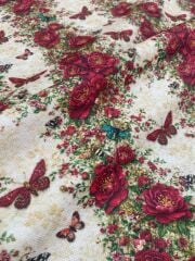 Kızıl Bahçe Desenli Kumaş