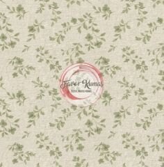 Keten Rengi Soft Yeşil Çıtır Çiçekli Desenli Kumaş