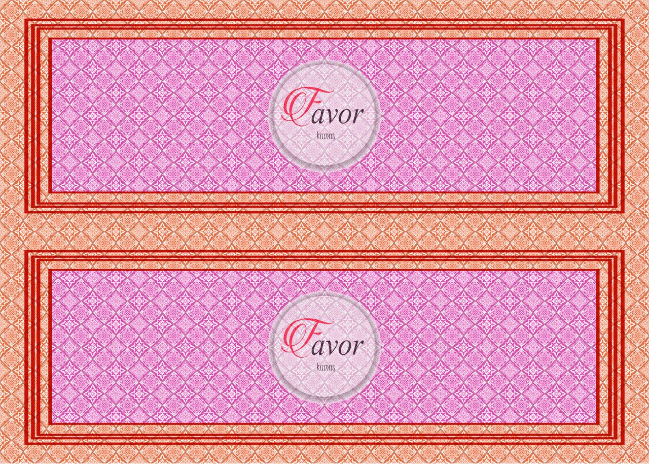 Turuncu Pembe Desenli Runner ve Supla Kumaşı 1 mt -2 adet runner