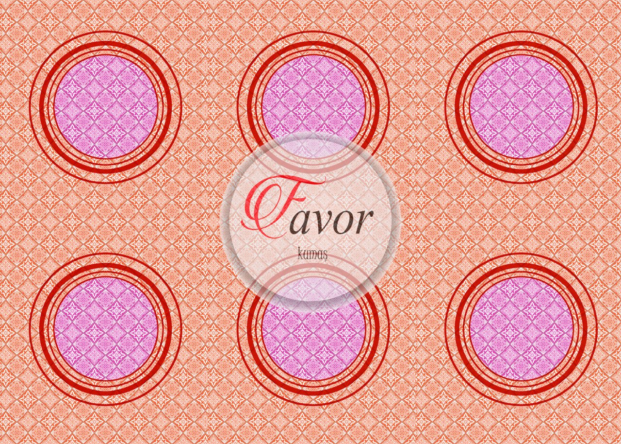 Turuncu Pembe Desenli Runner ve Supla Kumaşı 1 mt -6 adet supla