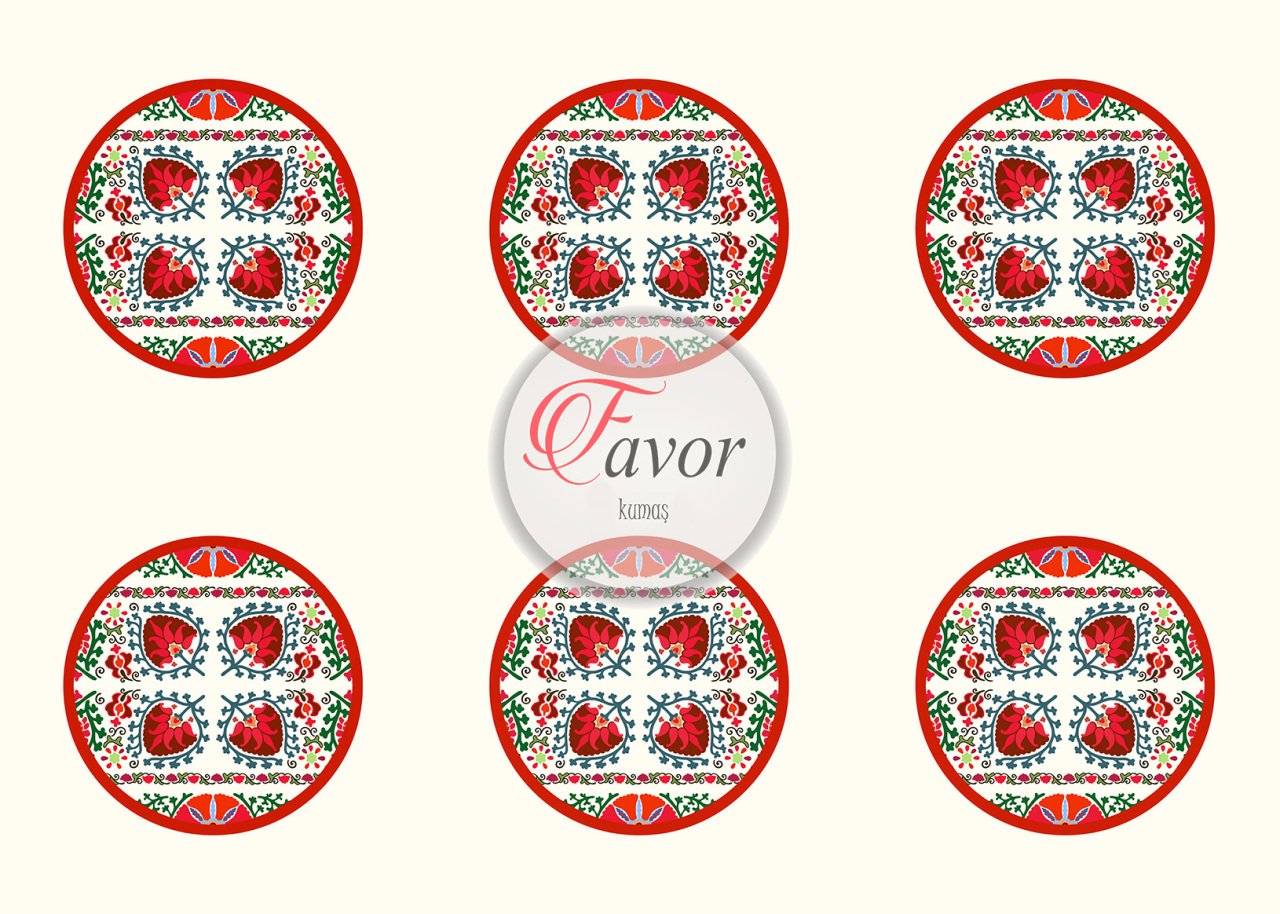 Özbek Desenli Runner ve Supla Kumaşı 1 mt -6 adet supla