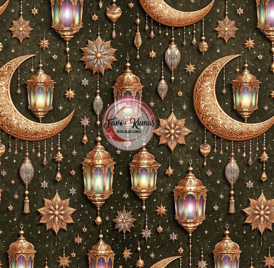 Ramazan Hilal Desenli Kumaş