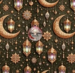 Ramazan Hilal Desenli Kumaş