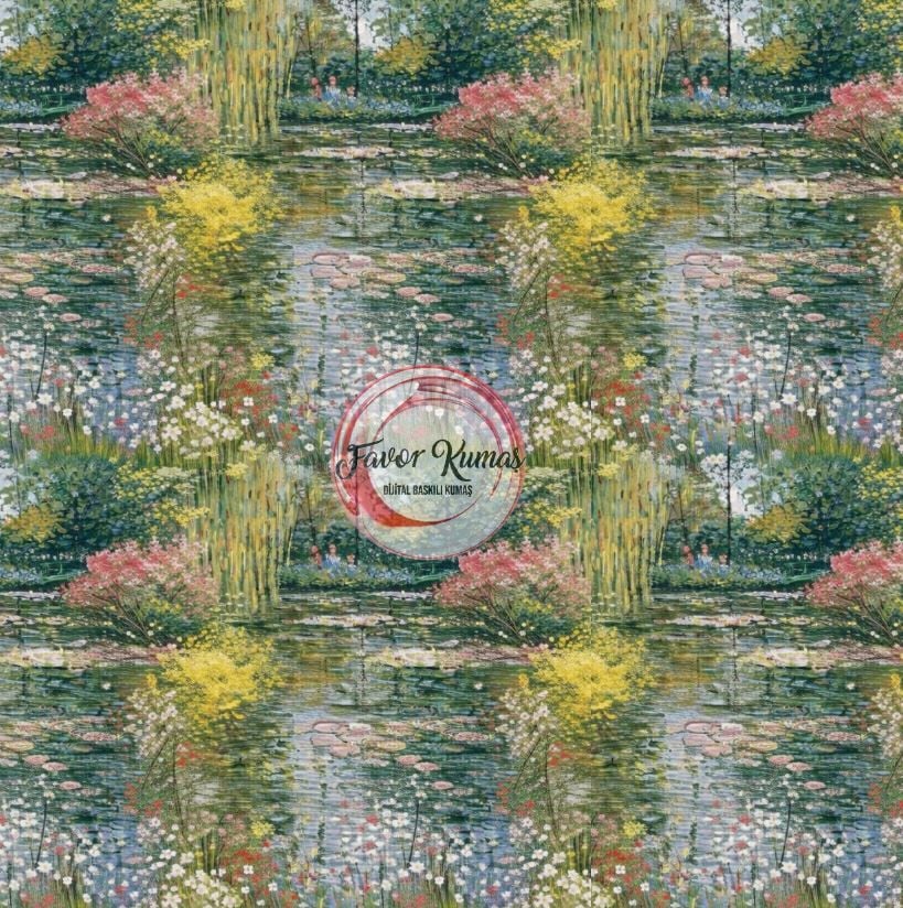 Bahar Göleti Desenli Kumaş