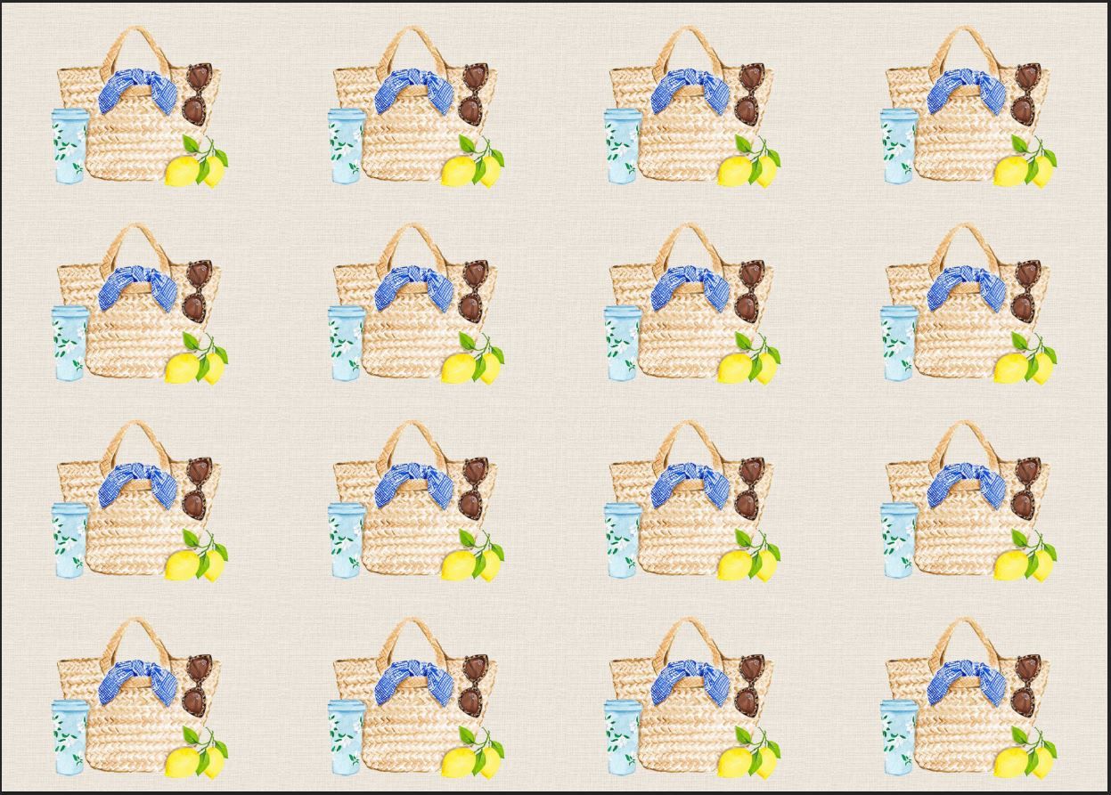 Hasır Çanta Desenli Kumaş 25x35 cm -1 mt