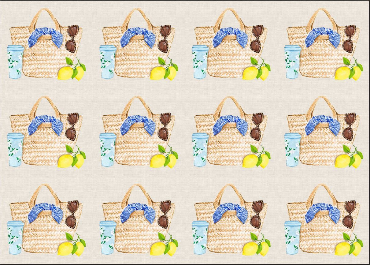 Hasır Çanta Desenli Kumaş 33x35 cm-1 mt