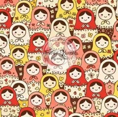 Matruşka Bebek Desenli Kumaş