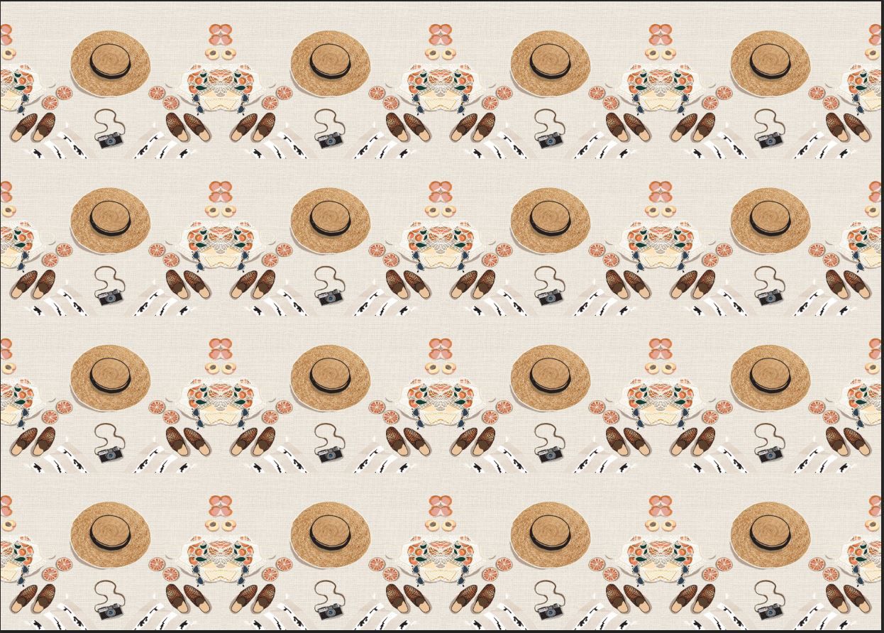 Hasır Şapka Desenli Kumaş 25x35 cm -1 mt