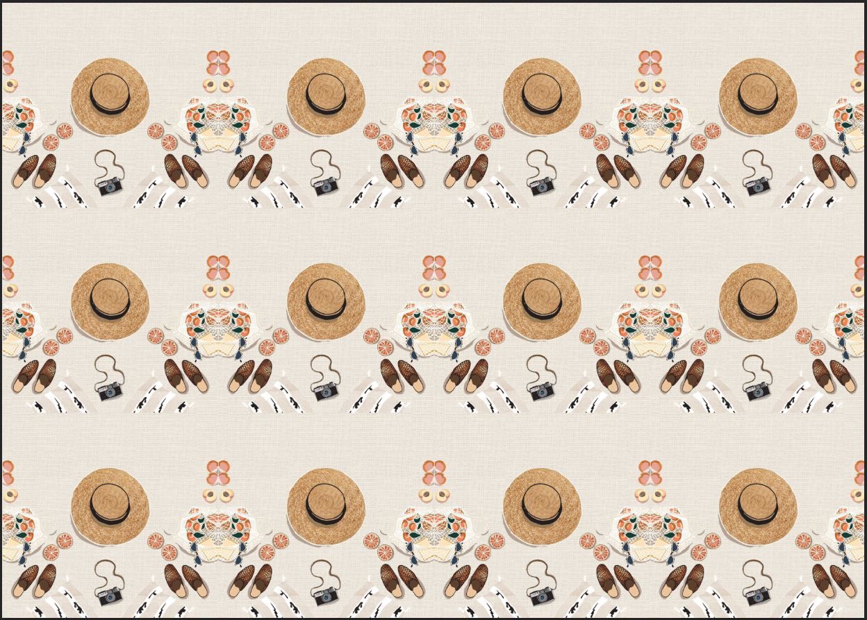 Hasır Şapka Desenli Kumaş 33x35 cm-1 mt