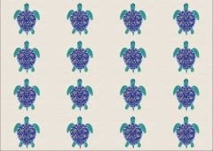 Mavi Kaplumbağa Desenli Kumaş 25x35 cm -1 mt