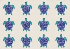 Mavi Kaplumbağa Desenli Kumaş 33x35 cm-1 mt