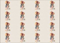 Hasır Şapka Kız Desenli Kumaş 25x35 cm -1 mt