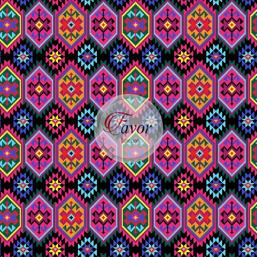 Renkli Kilim Desenli Kumaş
