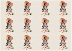 Hasır Şapka Kız Desenli Kumaş 33x35 cm-1 mt