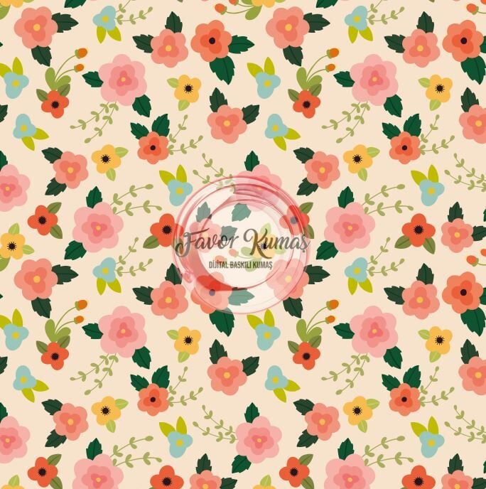 Bahar Bahçesi Çıtır Çiçekli  2 Desenli Kumaş
