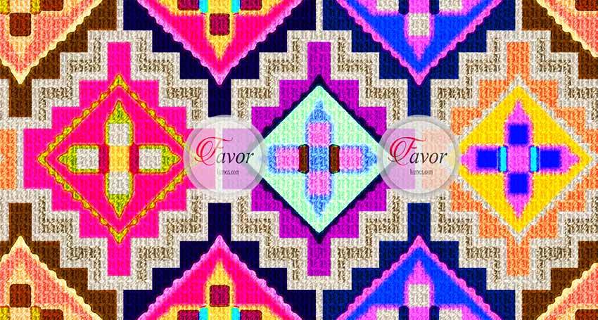 Renkli Kilim Desenli Kumaş 2