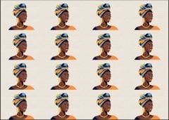 Afrikalı Kız Desenli Kumaş