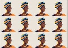 Afrikalı Kız Desenli Kumaş