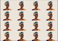 Afrikalı Kız Desenli Kumaş 25x35 cm -1 mt