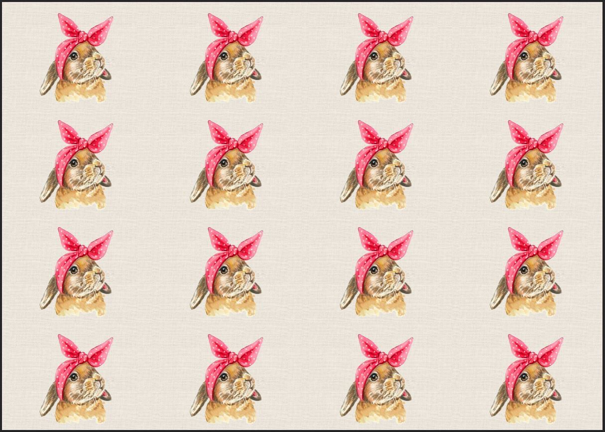 Bandanalı Tavşan Desenli Kumaş 25x35 cm -1 mt