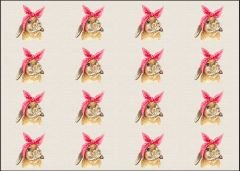 Bandanalı Tavşan Desenli Kumaş 25x35 cm -1 mt