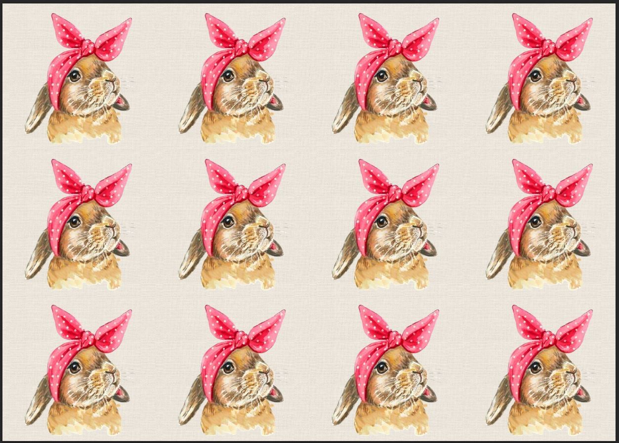 Bandanalı Tavşan Desenli Kumaş 33x35 cm-1 mt