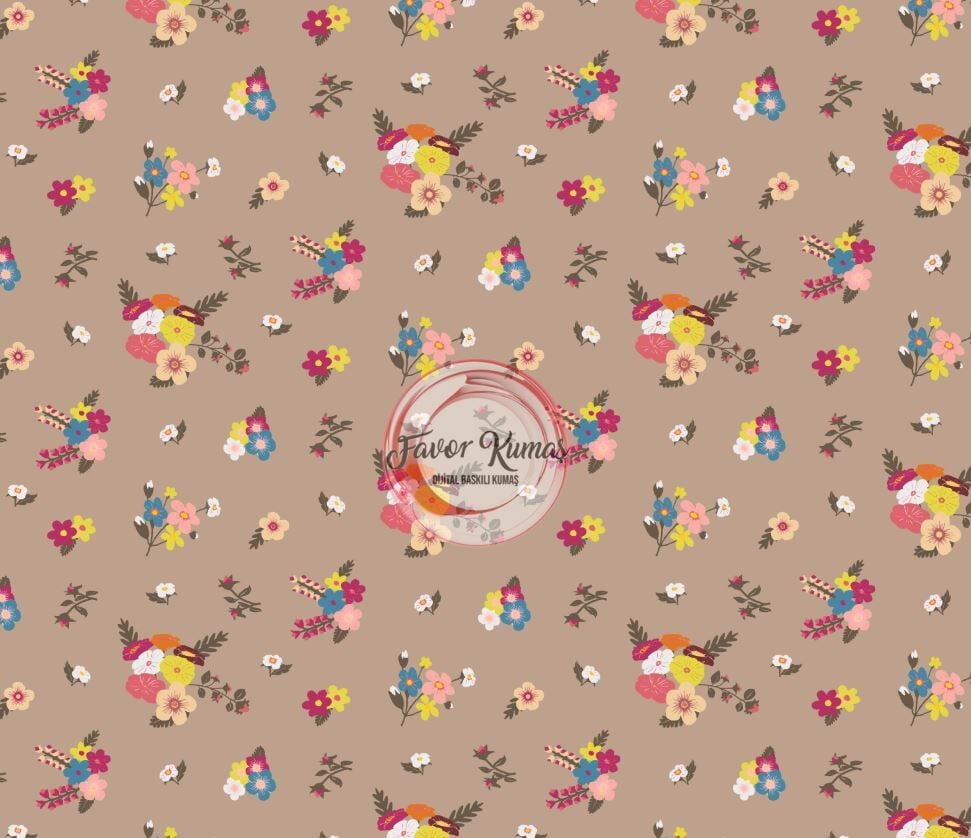 Bahar Bahçesi Vizon Çıtır Çiçekli Desenli Kumaş