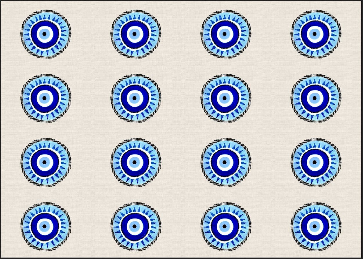 Mavi Nazar Boncuğu Desenli Kumaş 25x35 cm -1 mt