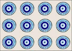 Mavi Nazar Boncuğu Desenli Kumaş 33x35 cm-1 mt