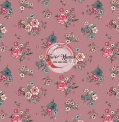 Bahar Bahçesi Gül Kurusu Çıtır Çiçekli Desenli Kumaş