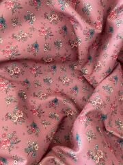 Bahar Bahçesi Gül Kurusu Çıtır Çiçekli Desenli Kumaş