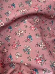 Bahar Bahçesi Gül Kurusu Çıtır Çiçekli Desenli Kumaş