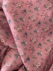 Bahar Bahçesi Gül Kurusu Çıtır Çiçekli Desenli Kumaş