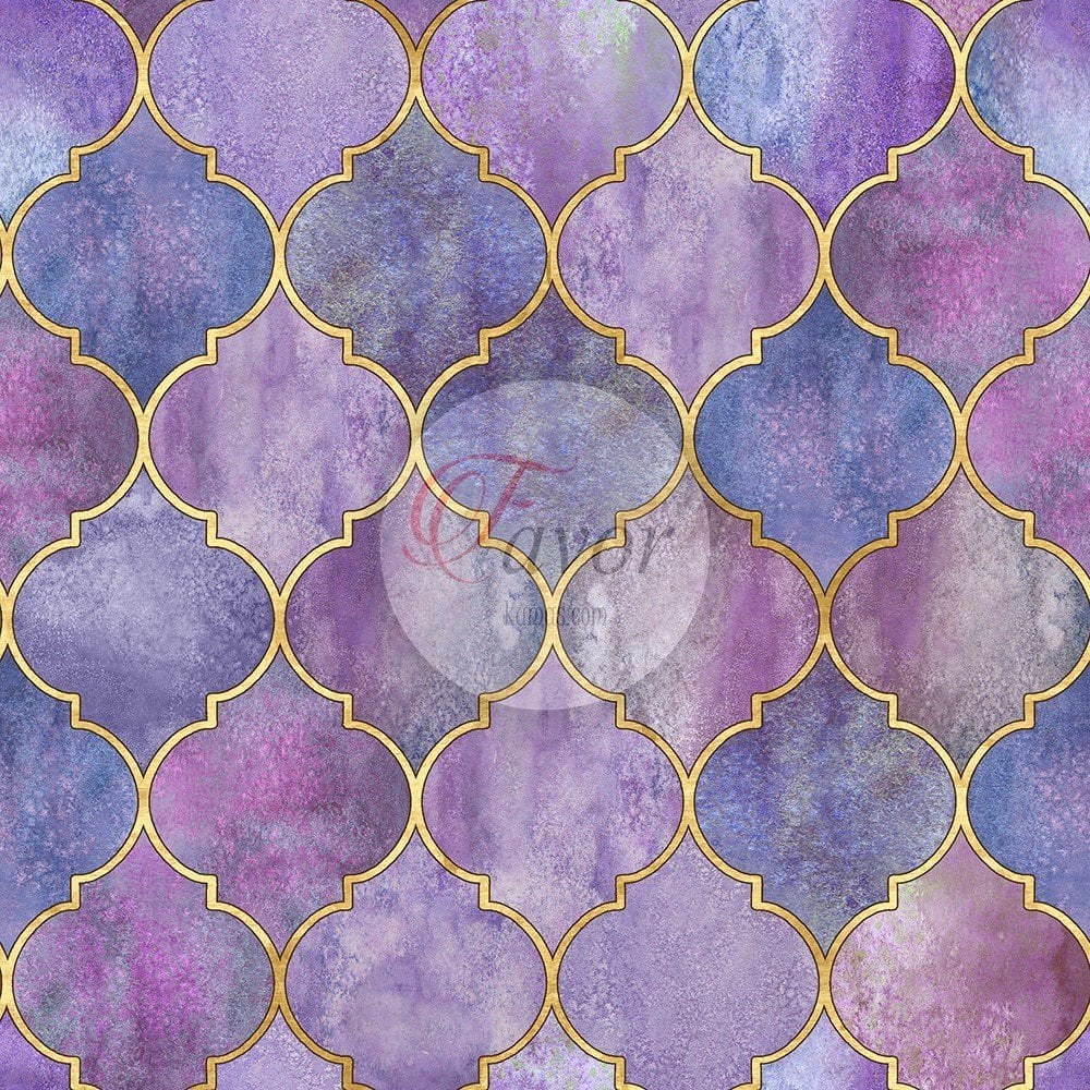 Mor Moroccan Desenli Kumaş 2 mor