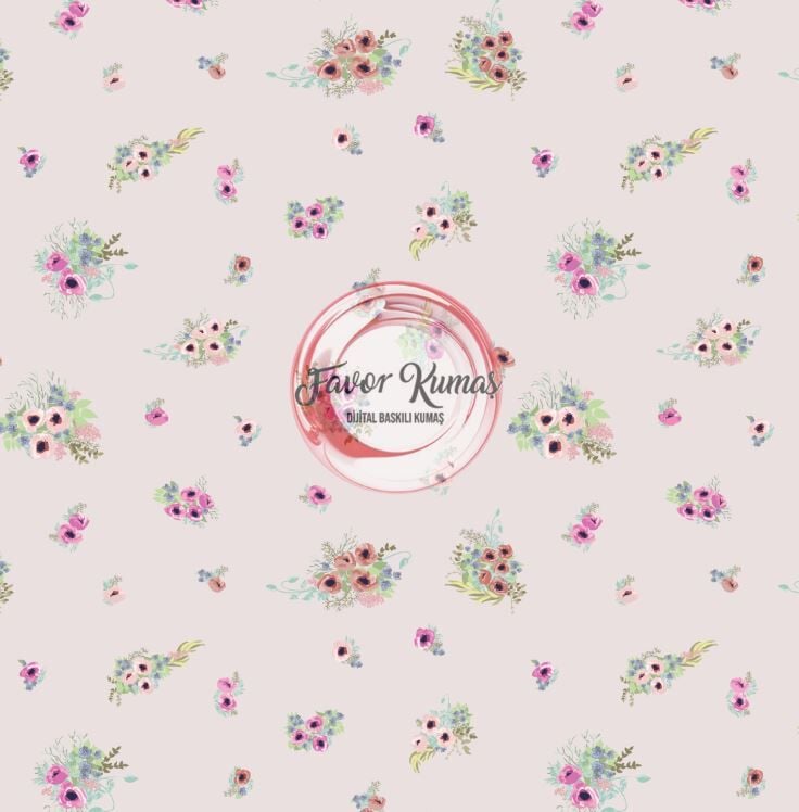 Bahar Bahçesi Bej Çıtır Çiçekli Desenli Kumaş