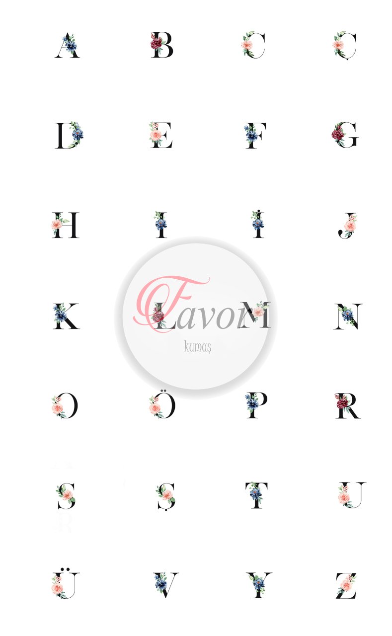 Coffee Kahve Supla Kumaşı 2,5 mt-tüm harfler