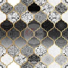 Mor Moroccan Desenli Kumaş siyah