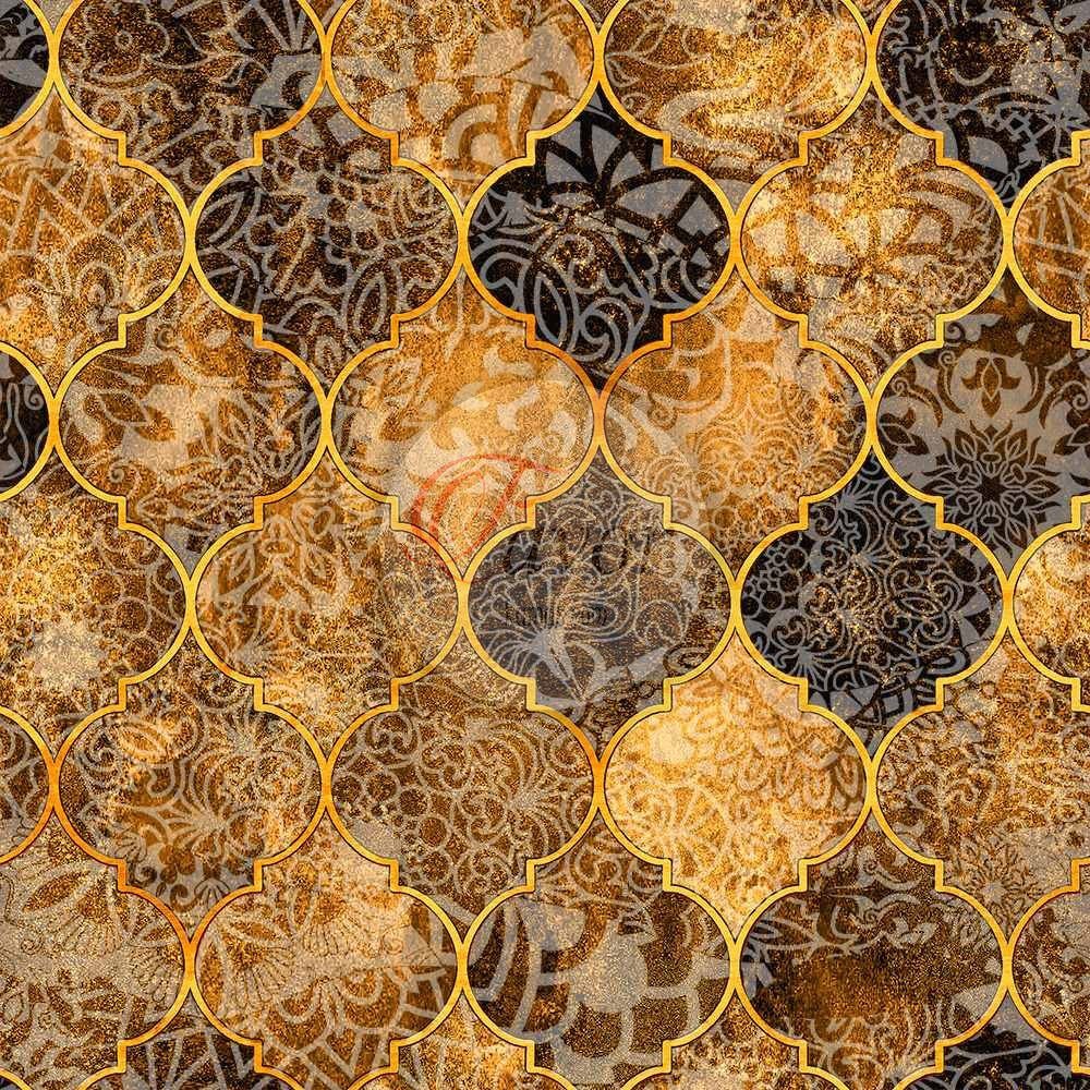 Mavi Mor Moroccan Desenli Kumaş kahve