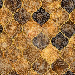 Mavi Mor Moroccan Desenli Kumaş kahve