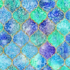 Mavi Mor Moroccan Desenli Kumaş mavi